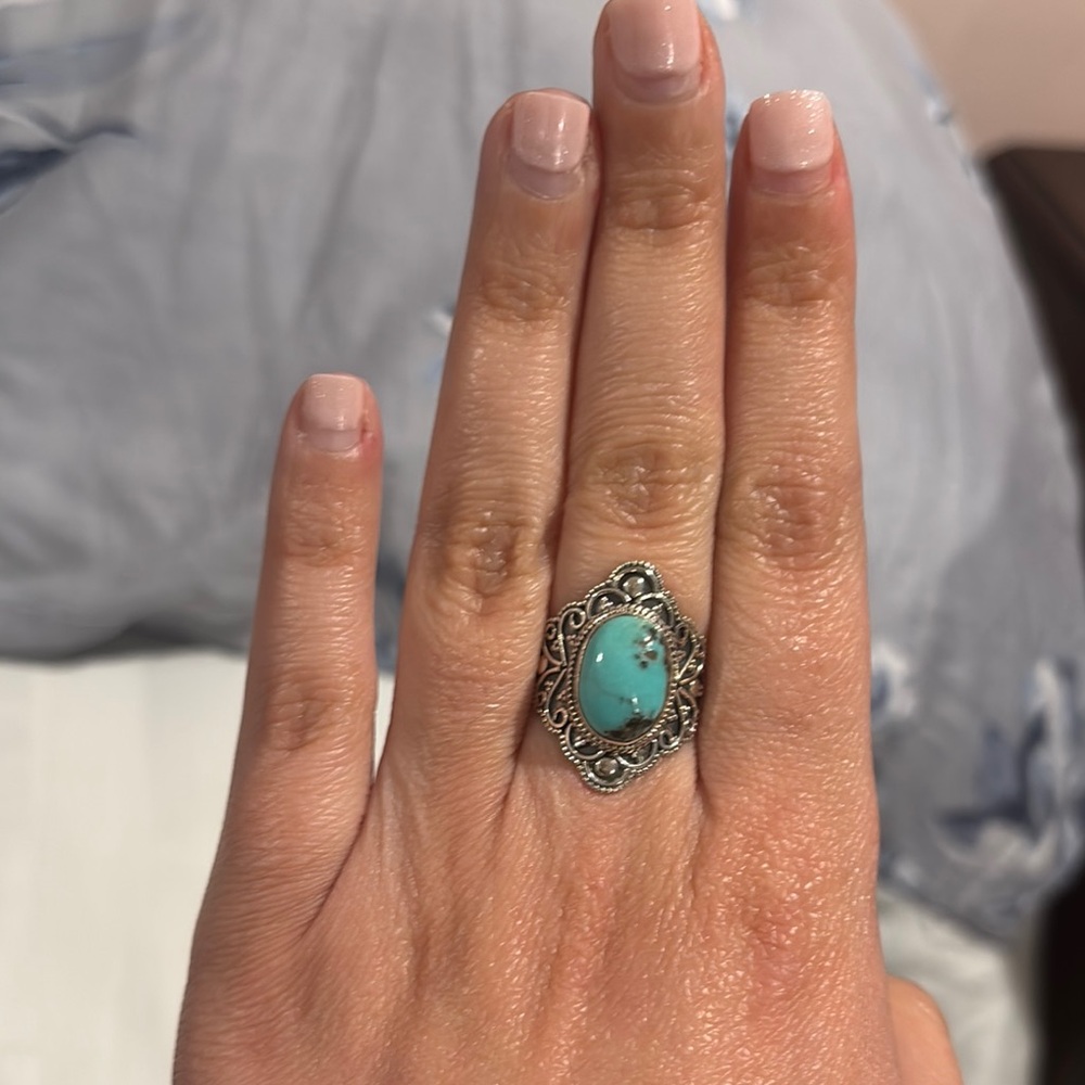 Turquoise Detail Shield Style Ring